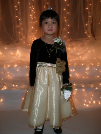 Kasen with her tiara and rose at the Princess Ball